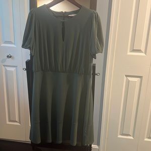 Loft Olive Green Knee Length Dress keyhole size 10